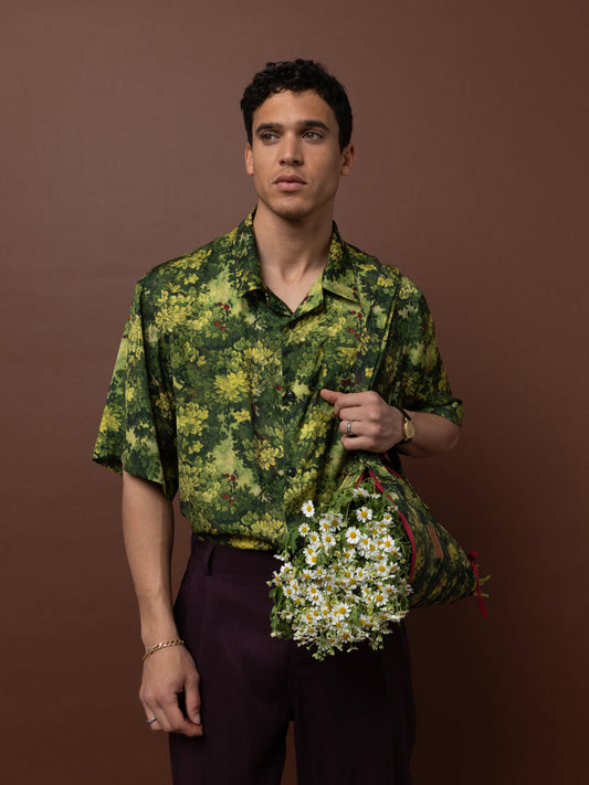 FLOWERS TOTE BAG - FOREST