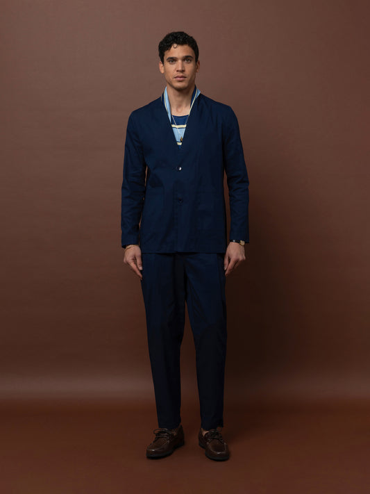 POPLIN BLAZER - NAVY BLUE