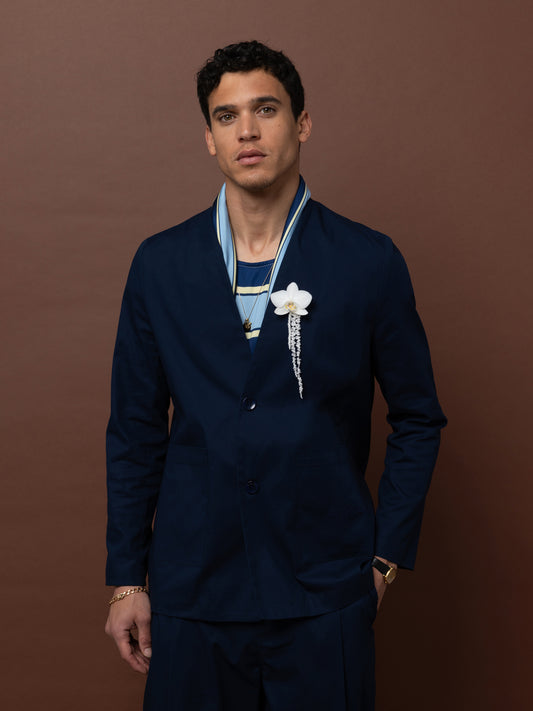 POPLIN BLAZER - NAVY BLUE