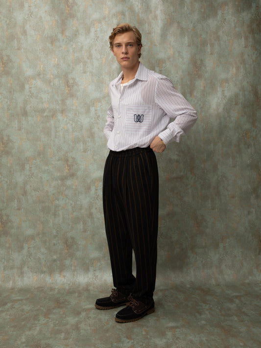 STRIPED POPLIN SHIRT - WHITE