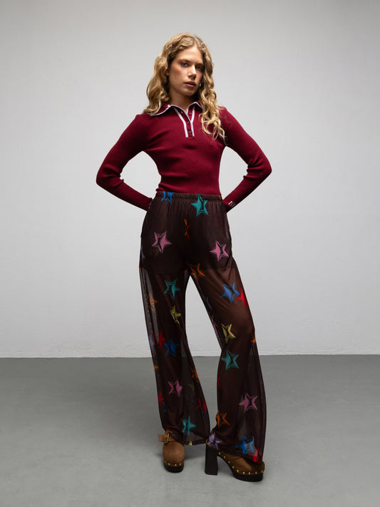 JACKIE POLO TOP - BURGUNDY