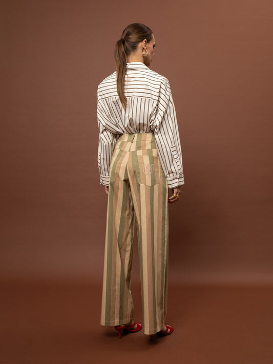 CLASSIC DENIM PANTS - STRIPES OLIVE