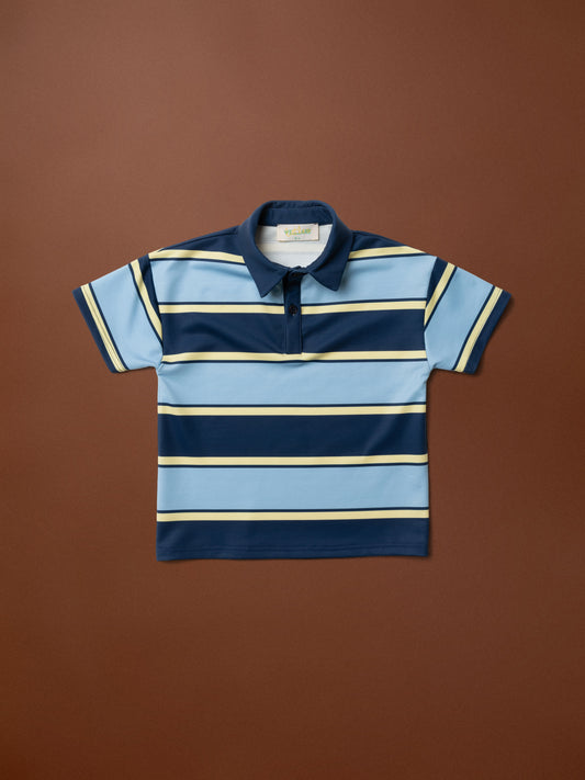KIDS FUTTER POLO TOP - STRIPES BLUE