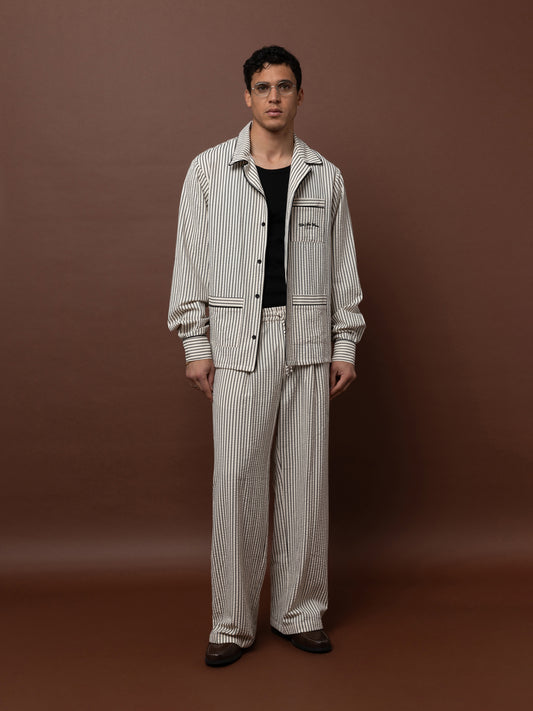 DRAWSTRING PANTS - STRIPES IVORY