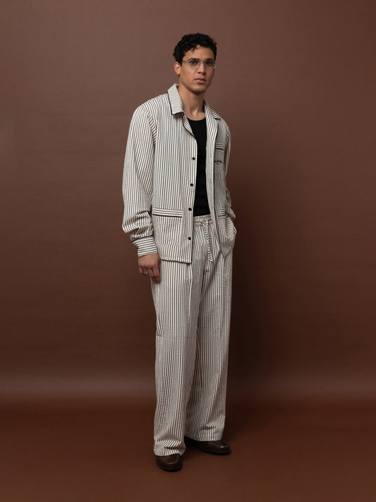 DRAWSTRING PANTS - STRIPES IVORY