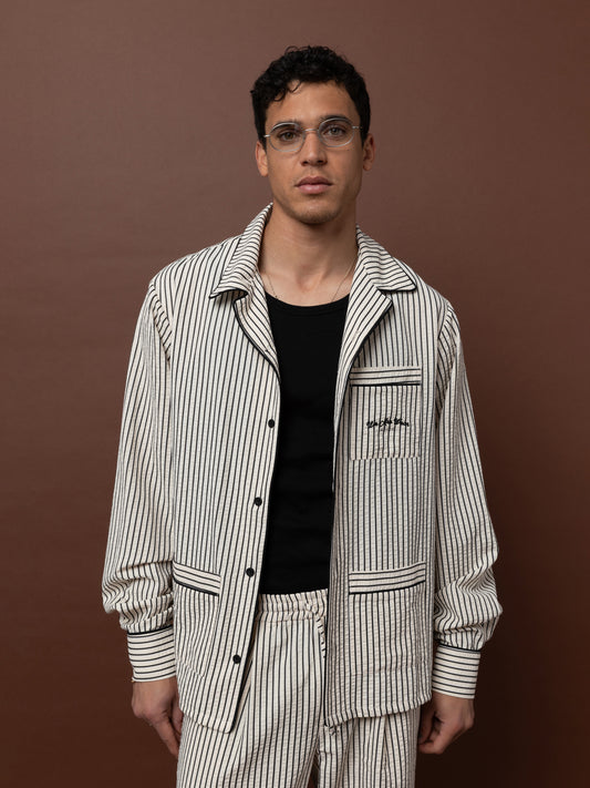 LONG SLEEVE SHIRT - STRIPES IVORY