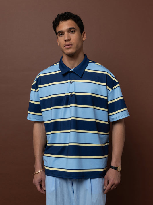 FUTTER POLO TOP - STRIPES BLUE