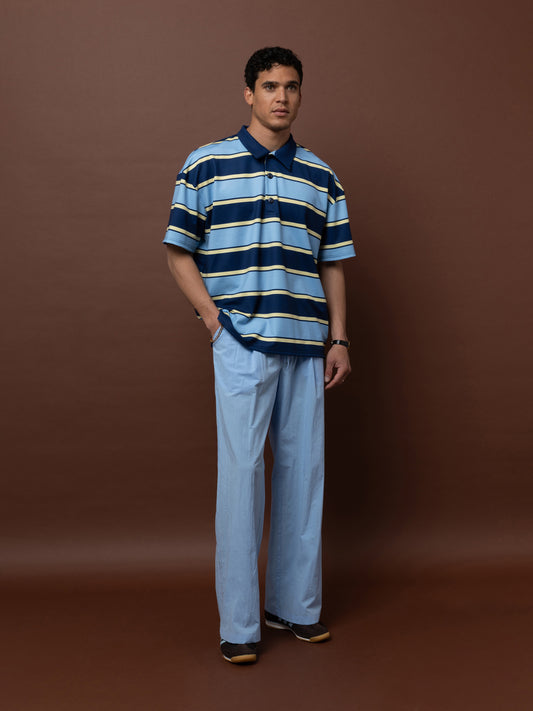 FUTTER POLO TOP - STRIPES BLUE