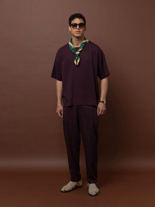 SHORT SLEEVE TOP - PLUM