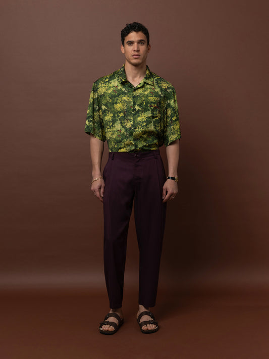 PLEATED PANTS - PLUM