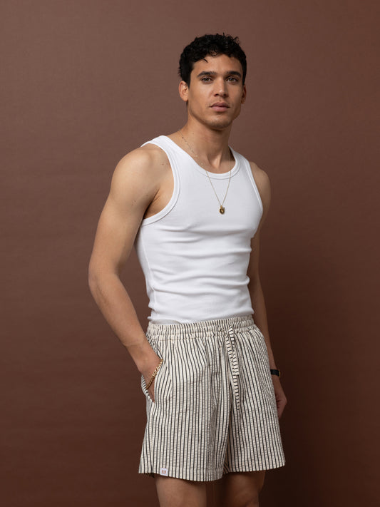 BOXER SHORTS - STRIPES IVORY