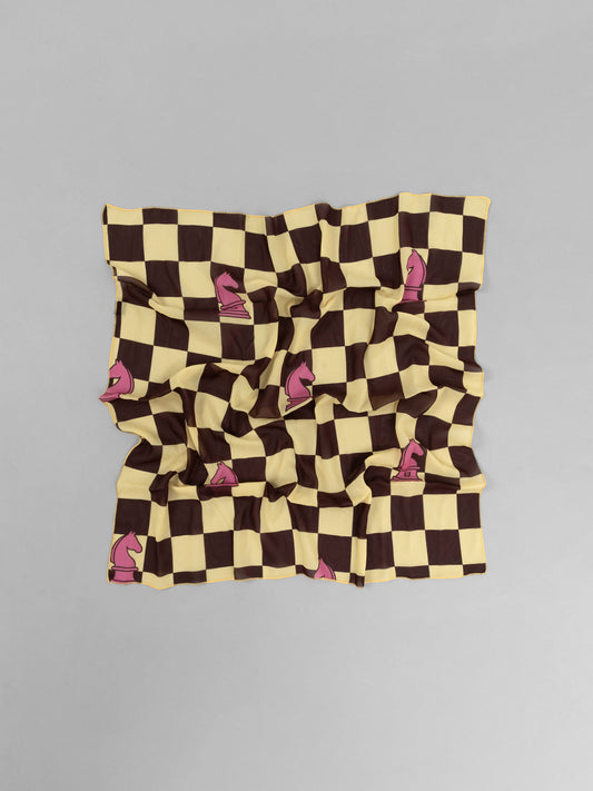 CHIFFON SCARF - CHESS YELLOW