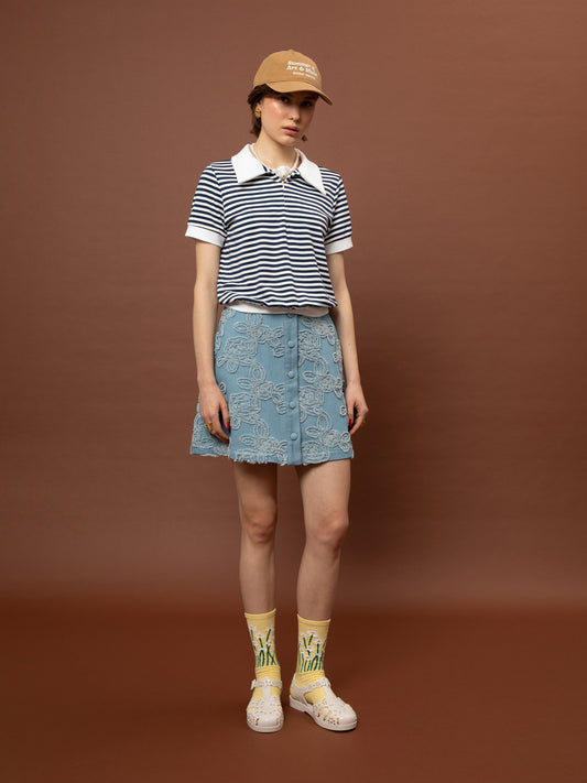 BUTTON DENIM MINI SKIRT