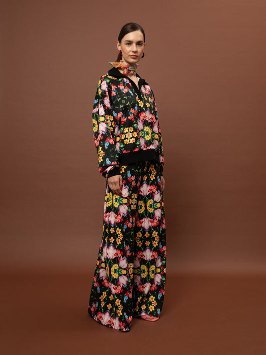 FUTTER TRACK PANTS - BLOSSOMS BLACK