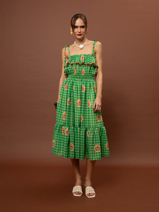 Draped Bust Maxi Dress Anthurium Green