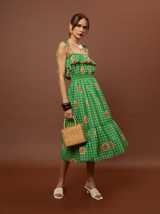 Draped Bust Maxi Dress Anthurium Green