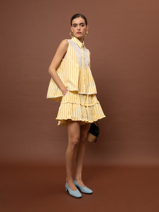 SLEEVELESS POPLIN SHIRT - STRIPES YELLOW