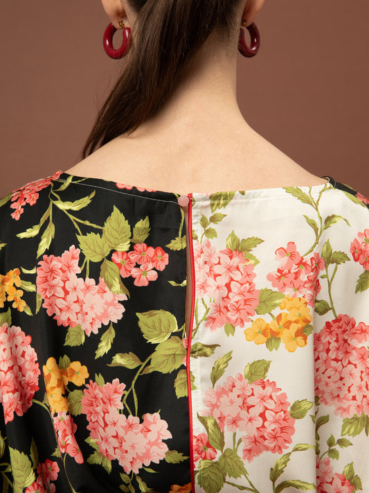 SATIN BLOUSE - ORTANSIES BLACK & IVORY