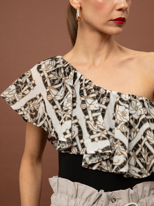 ONE-SHOULDER RUFFLED BODYSUIT - SEMEDAKI