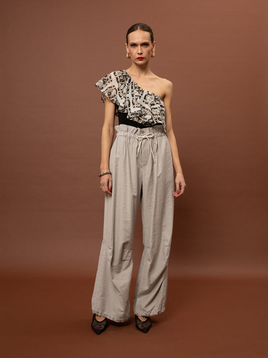 ONE-SHOULDER RUFFLED BODYSUIT - SEMEDAKI