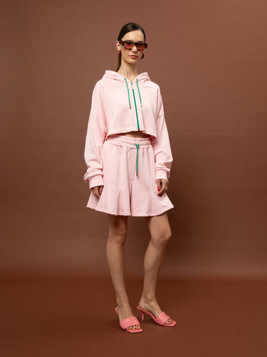 FUTTER CROPPED ZIPPED HOODIE - PINK
