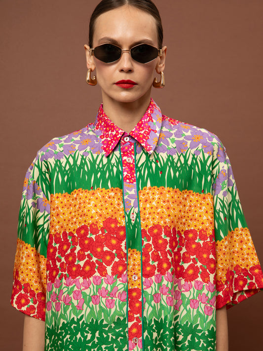 PAJAMA POPLIN SHIRT - GARDEN